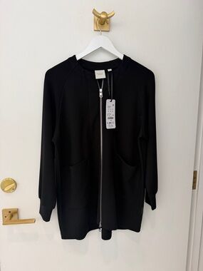 Varley Black Zip-Front Bomber Jacket